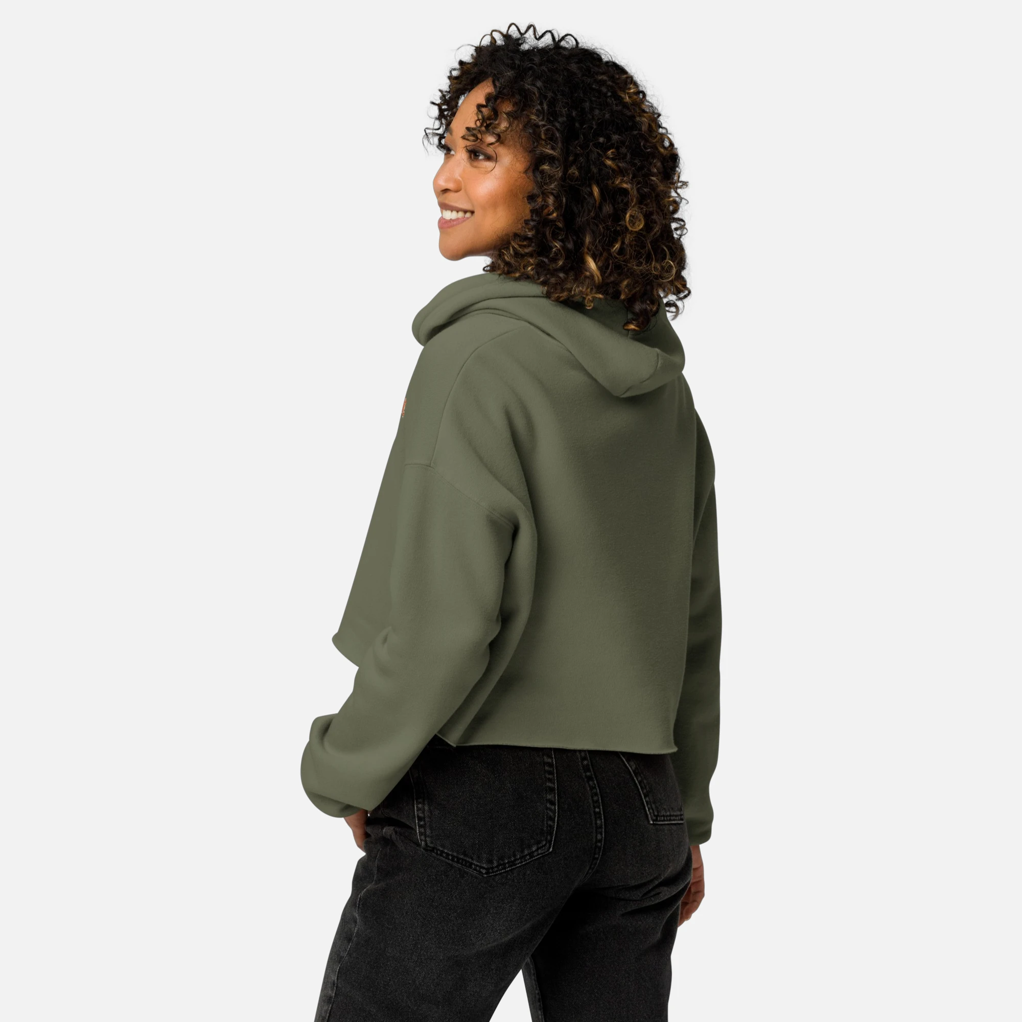 Ironic Nope Embroidered Crop Hoodie | Cute Graphic Fleece - Image 2