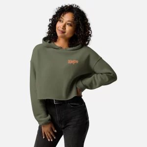 Ironic Nope Embroidered Crop Hoodie | Cute Graphic Fleece