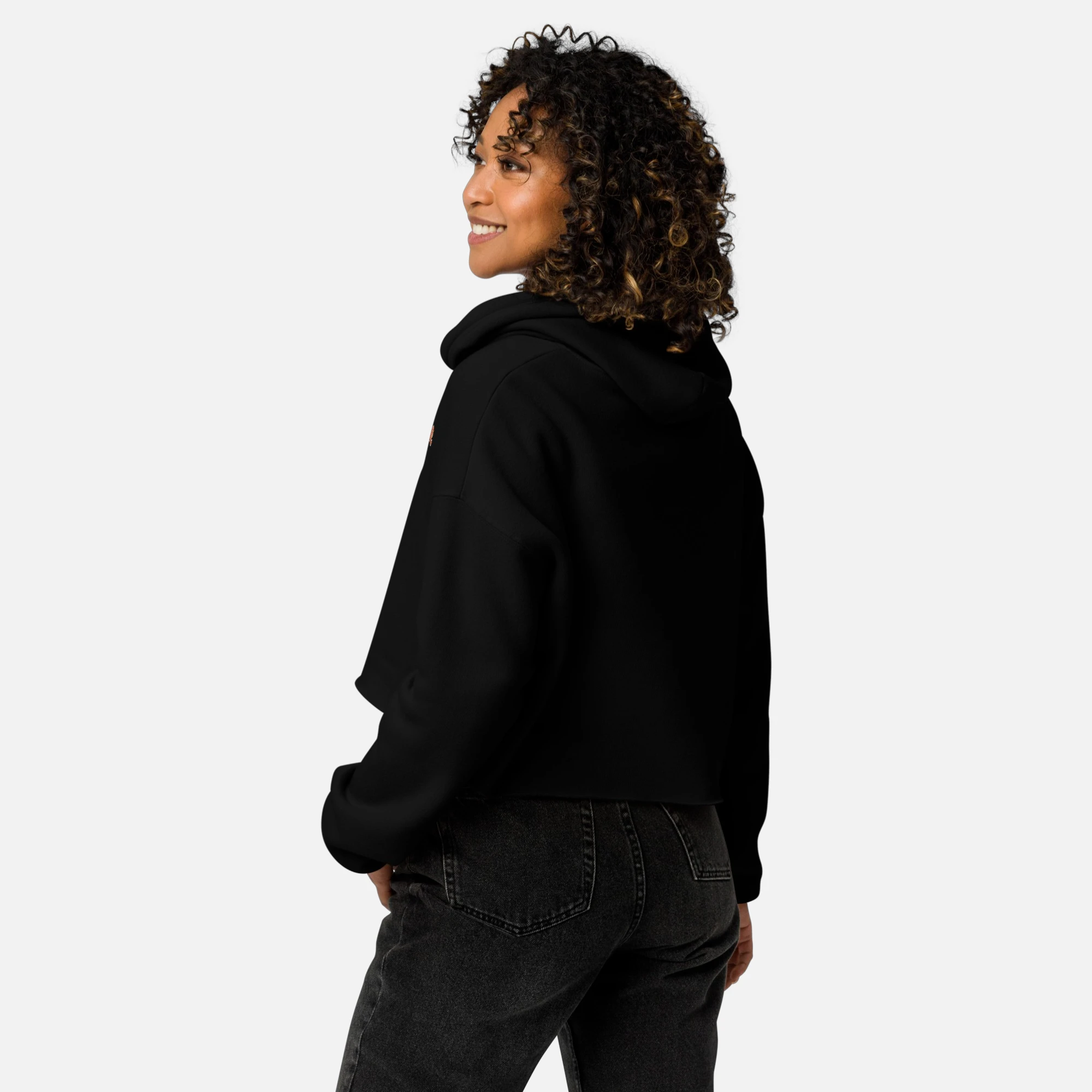 Ironic Nope Embroidered Crop Hoodie | Cute Graphic Fleece - Image 4