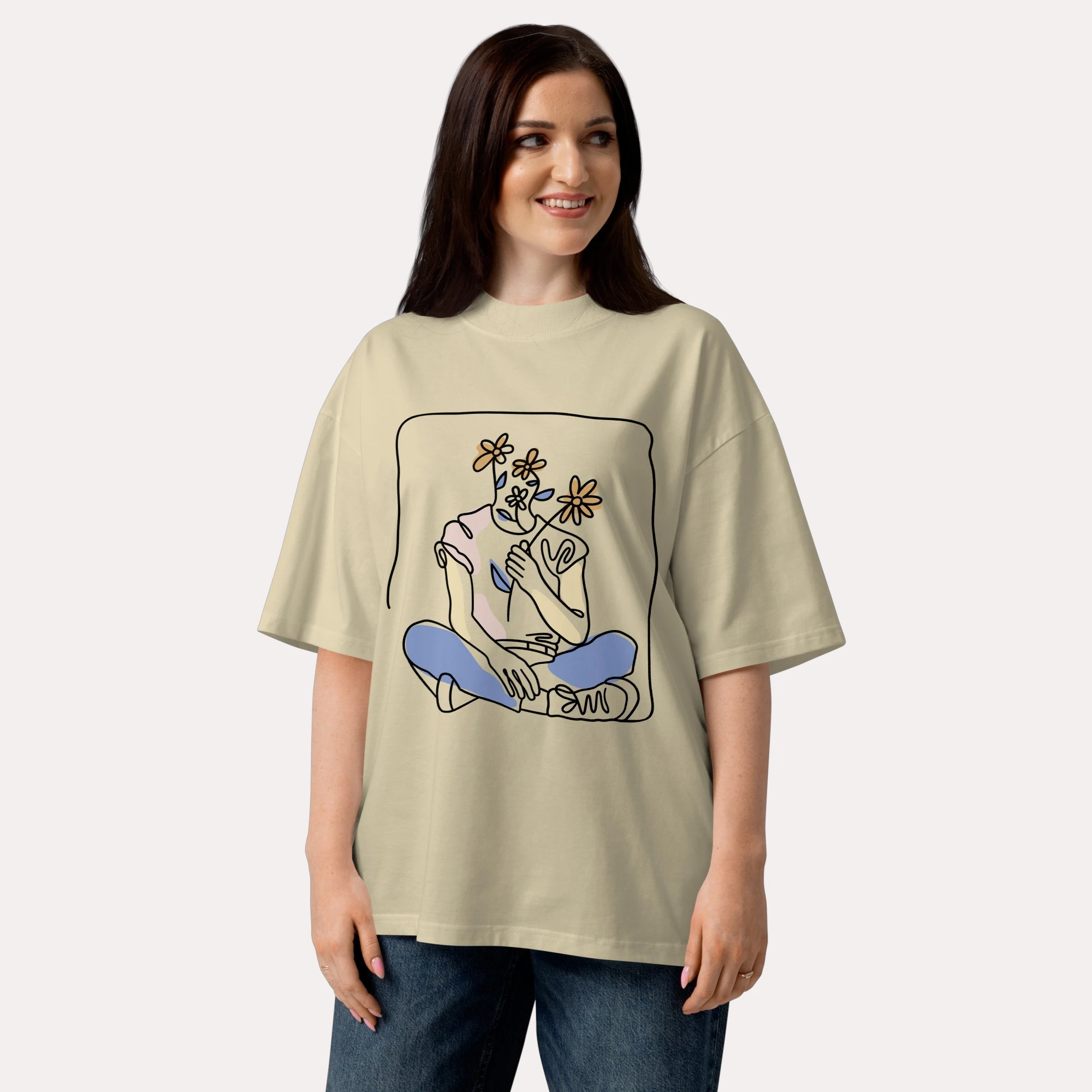 ZYNI Aesthetic Floral Organic Oversized Tee - Image 3