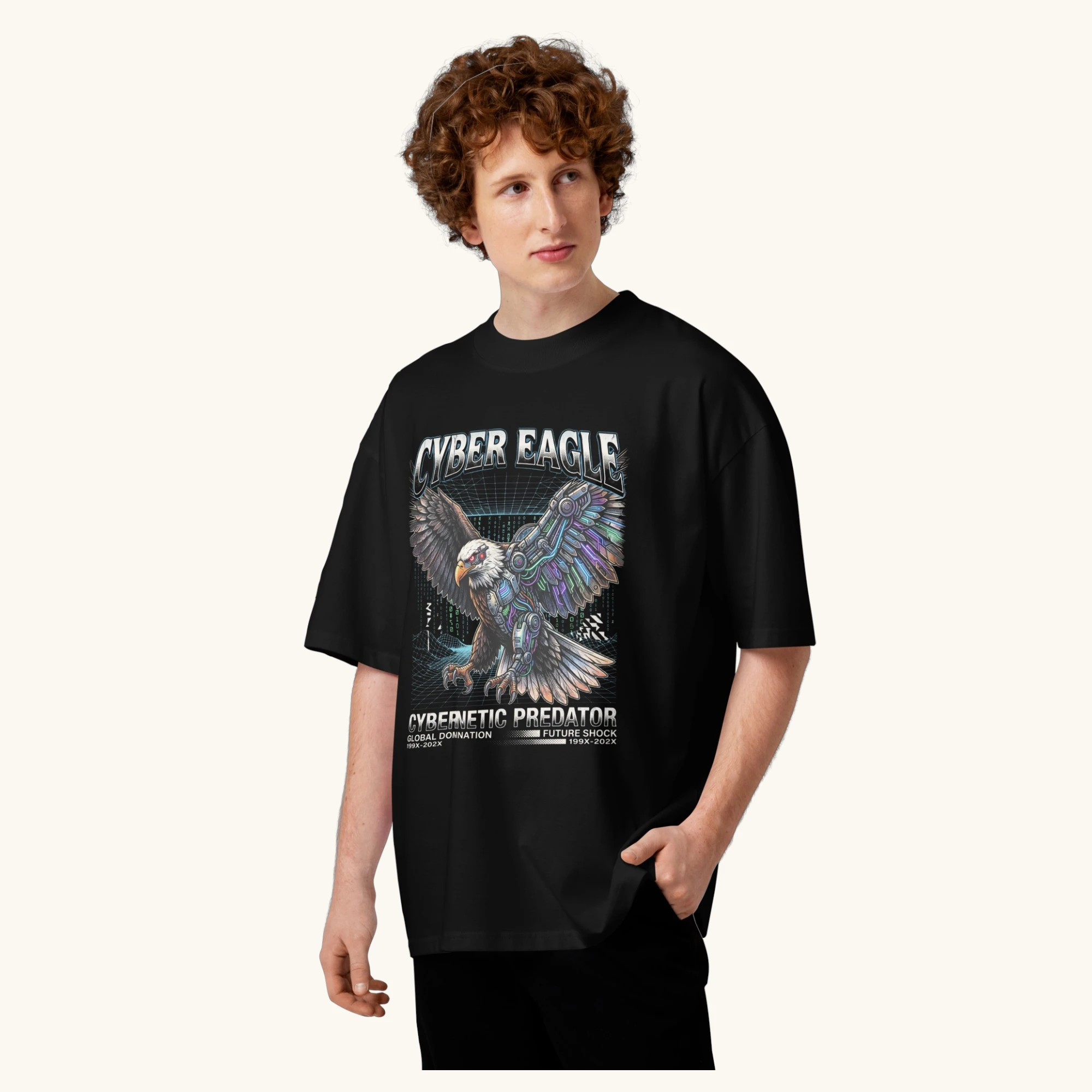 ZYNI "Cyber Eagle" Retro-Futuristic Premium Oversized Tee - Image 3