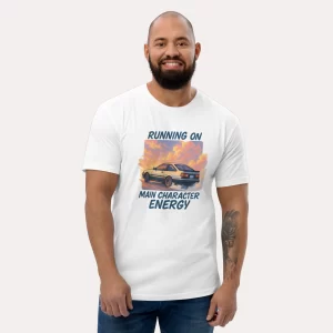 ZYNI Men's Vintage Gold "Main Character Energy" Fitted Graphic Tee