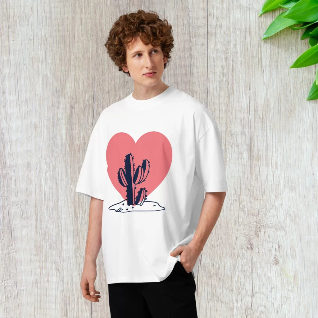 Men's "Desert Heart" Organic Oversized High Neck Tee