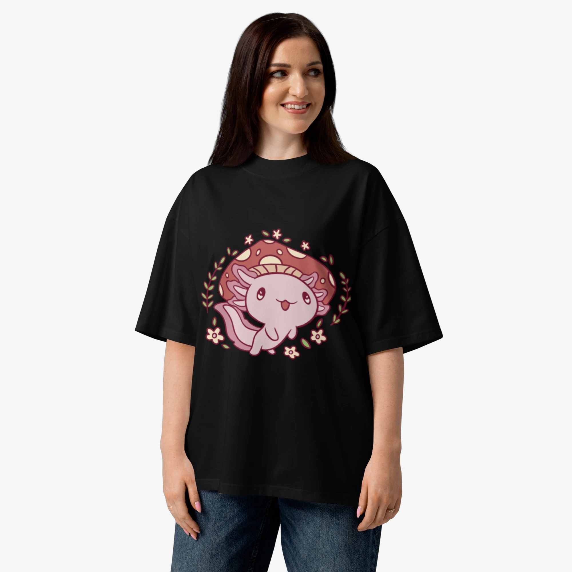 ZYNI Cute Axolotl Organic Oversized Tee - Image 3
