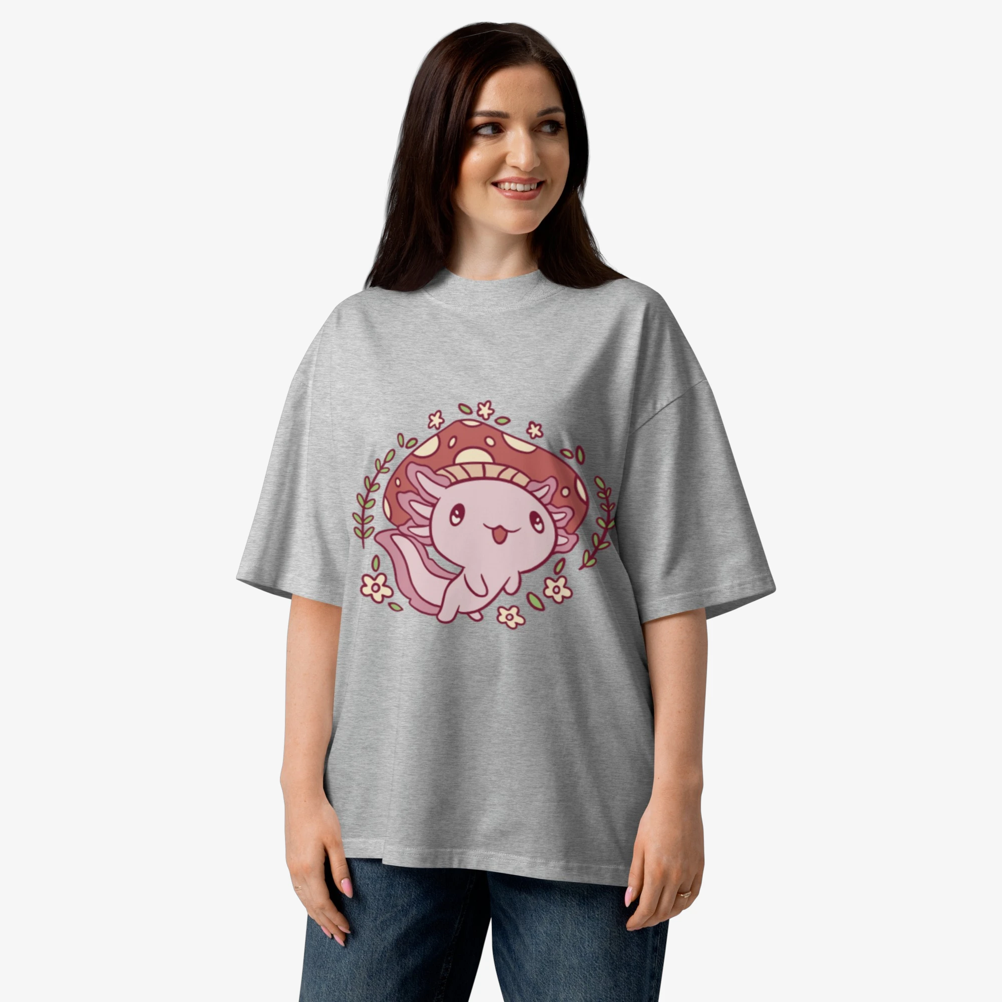 ZYNI Cute Axolotl Organic Oversized Tee