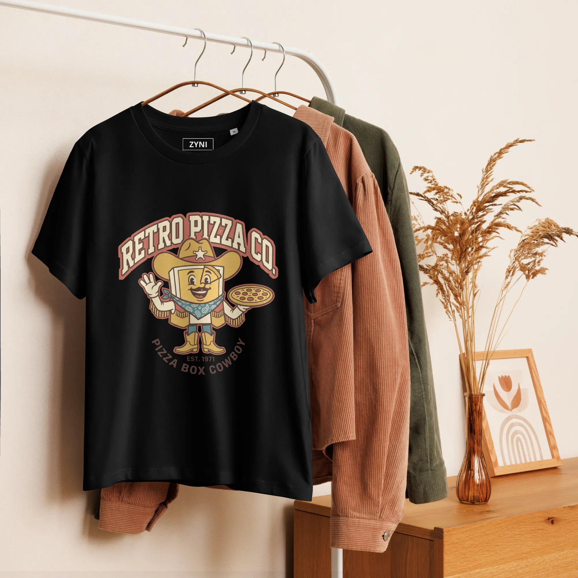 Women's "Retro Cowboy Pizza" Vintage Boxy Tee - Image 3