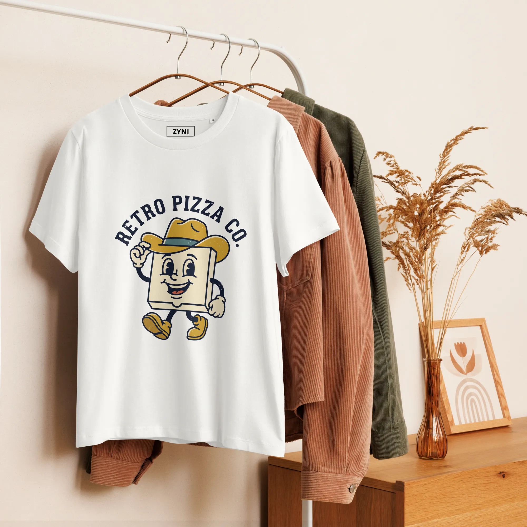 Women's Retro Pizza Cartoon Graphic Tee - Image 3